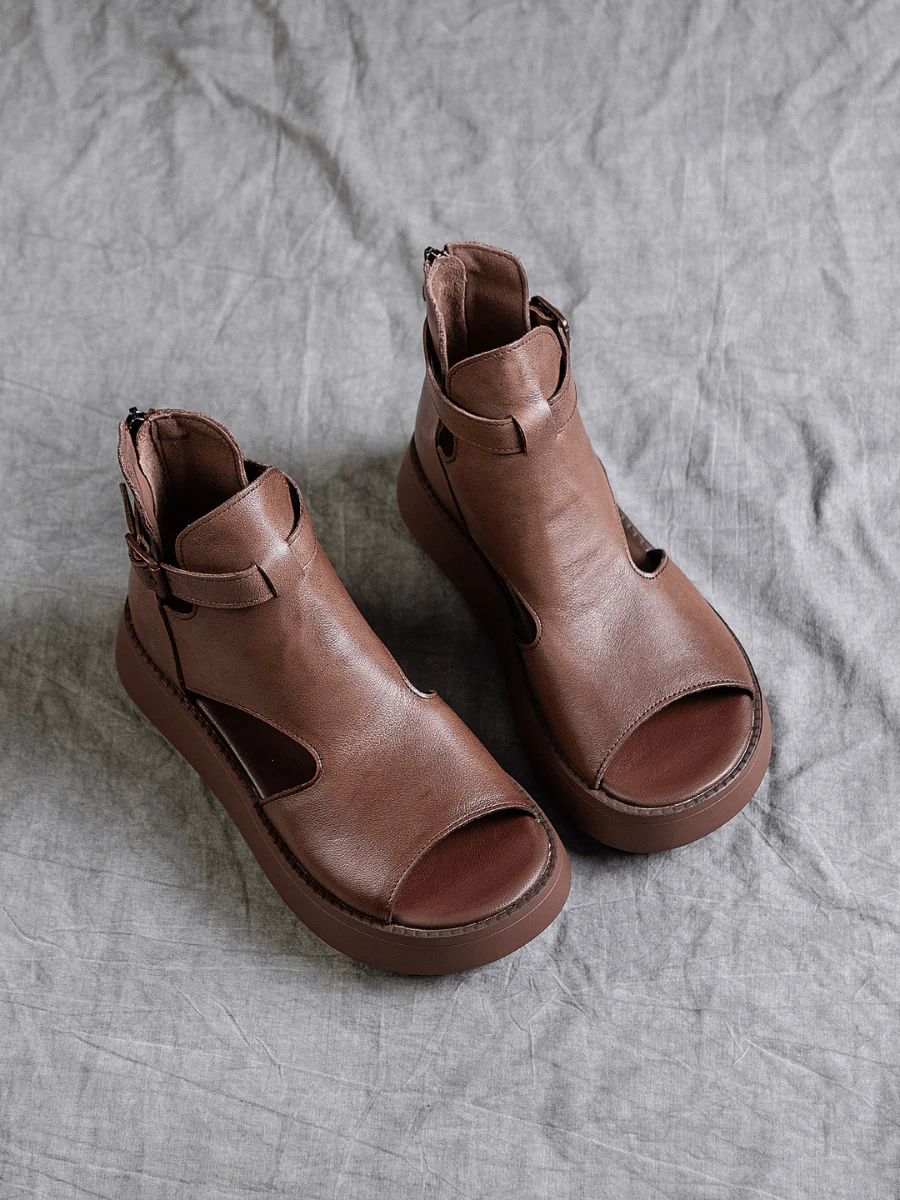RUMOUR HAS IT | CUT-OUT PLATFORM PEEP TOE SANDAL - BROWN - Image 2