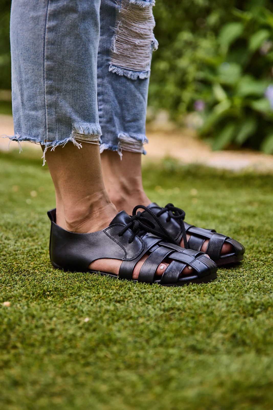 Rumour Has It | Daybreaker Leather Woven Sandal - Black - Image 2