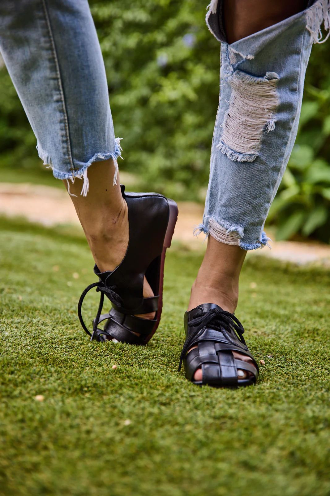 Rumour Has It | Daybreaker Leather Woven Sandal - Black - Image 3