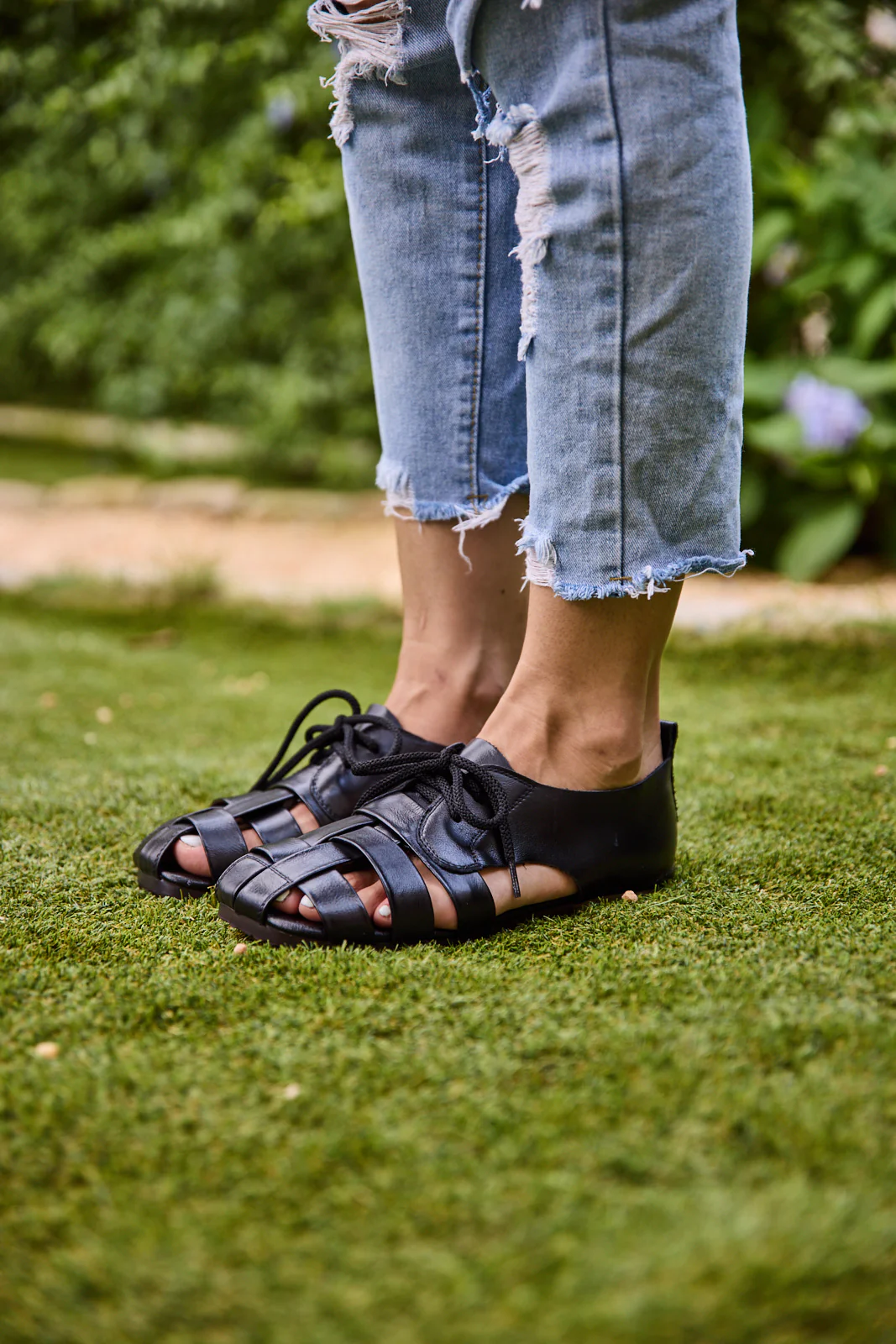 Rumour Has It | Daybreaker Leather Woven Sandal - Black - Image 4