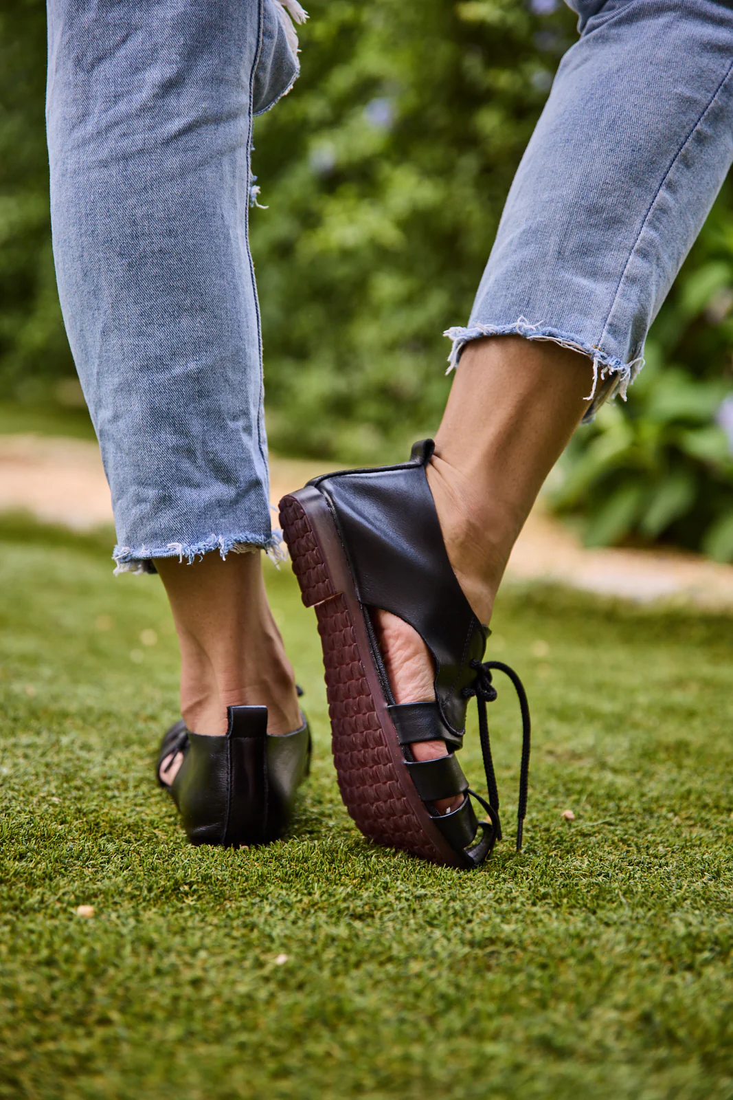 Rumour Has It | Daybreaker Leather Woven Sandal - Black - Image 5