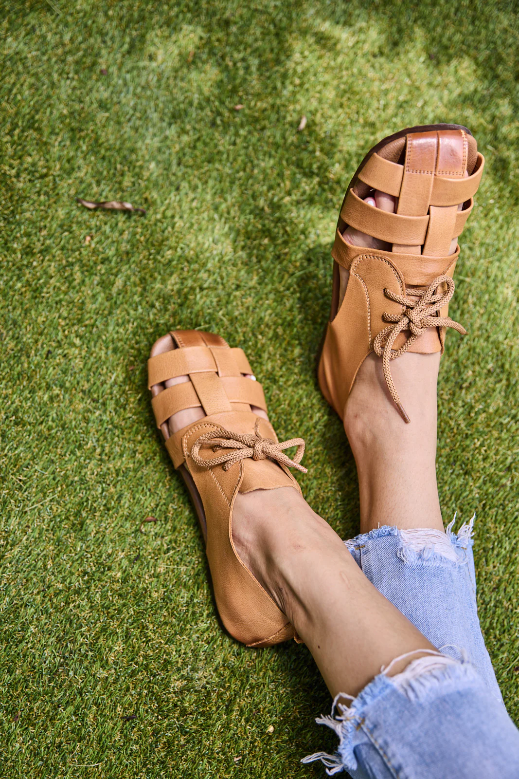 Rumour Has It | Daybreaker Leather Woven Sandal - Tan - Image 6