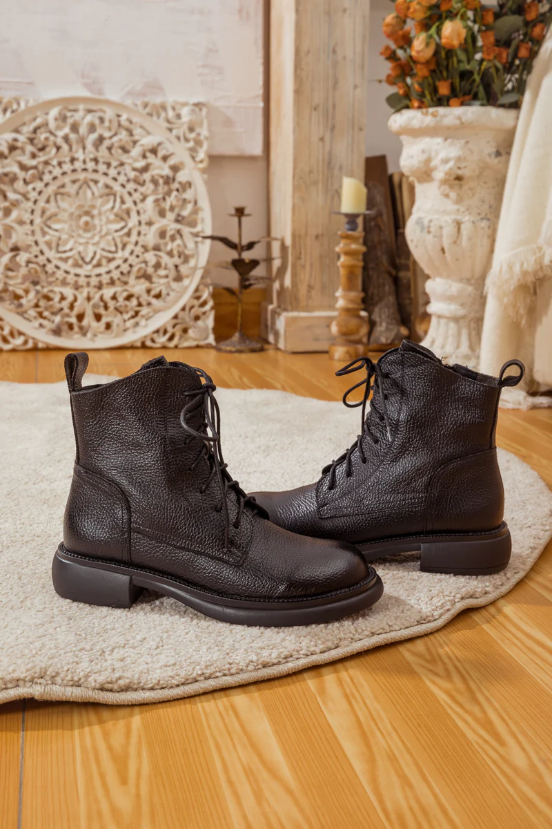 Rumour Has It | Easton Leather Combat Boots - Black - Image 8
