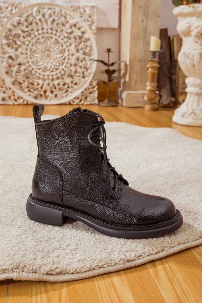 Rumour Has It | Easton Leather Combat Boots - Black - Image 9