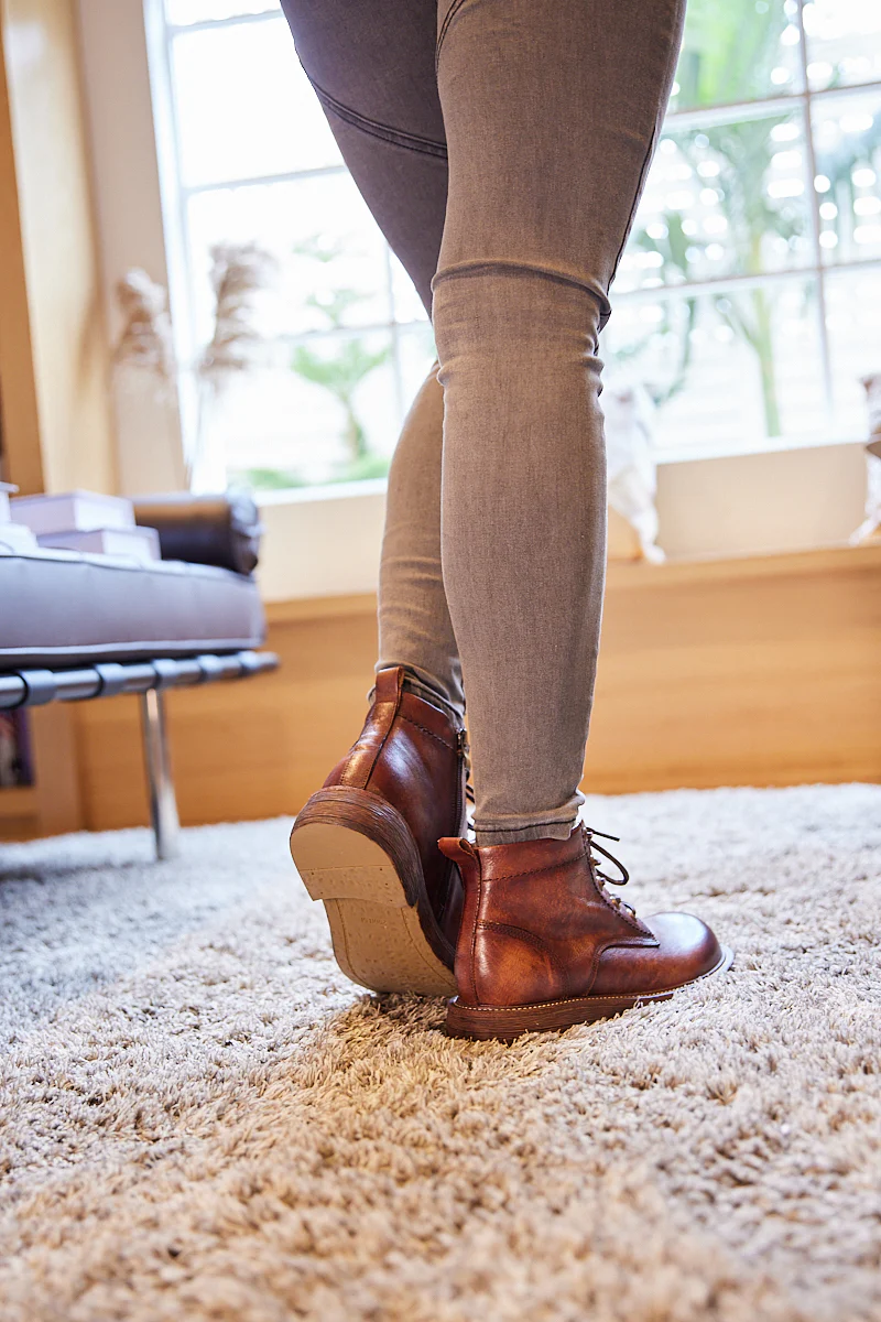 Rumour Has It | Jossie Leather Lace Up Combat Boot - Brown - Image 6