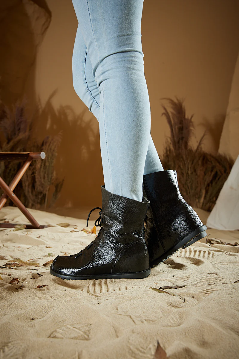 Rumour Has It | Liberty Leather Combat Boots - Black - Image 10