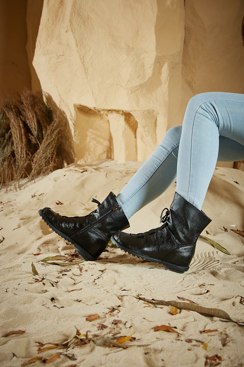 Rumour Has It | Liberty Leather Combat Boots - Black - Image 11