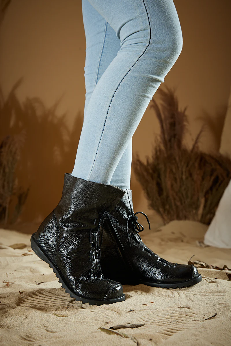 Rumour Has It | Liberty Leather Combat Boots - Black - Image 7