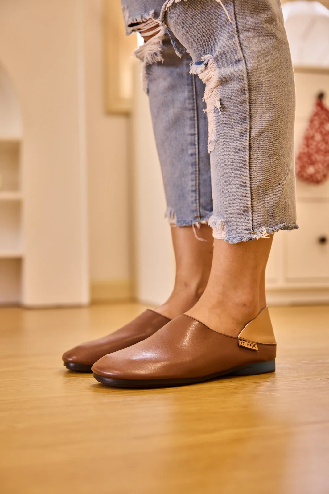 Rumour Has It | Livia Leather Flats - Tan - Image 2