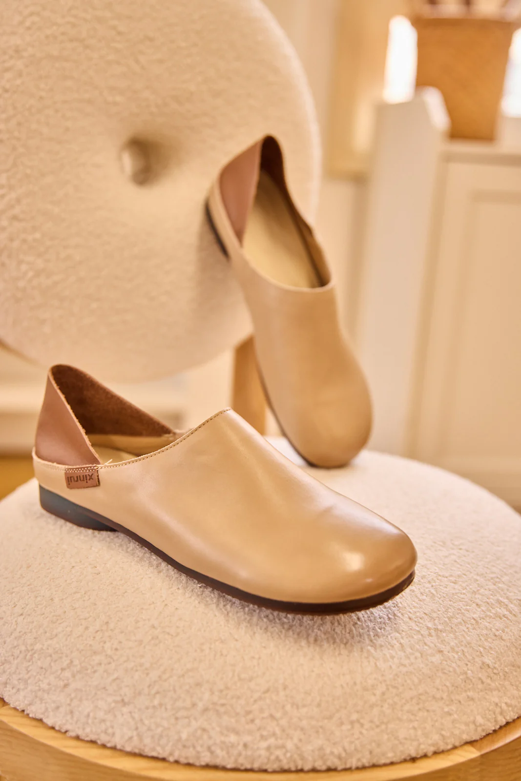 Rumour Has It | Livia Leather Flats - Taupe - Image 6