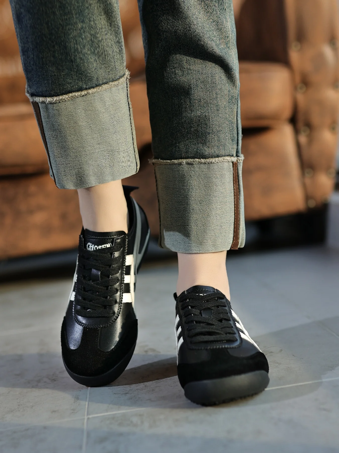 Rumour Has It | Maxine Contrast Strap Leather Sneaker - black - Image 8