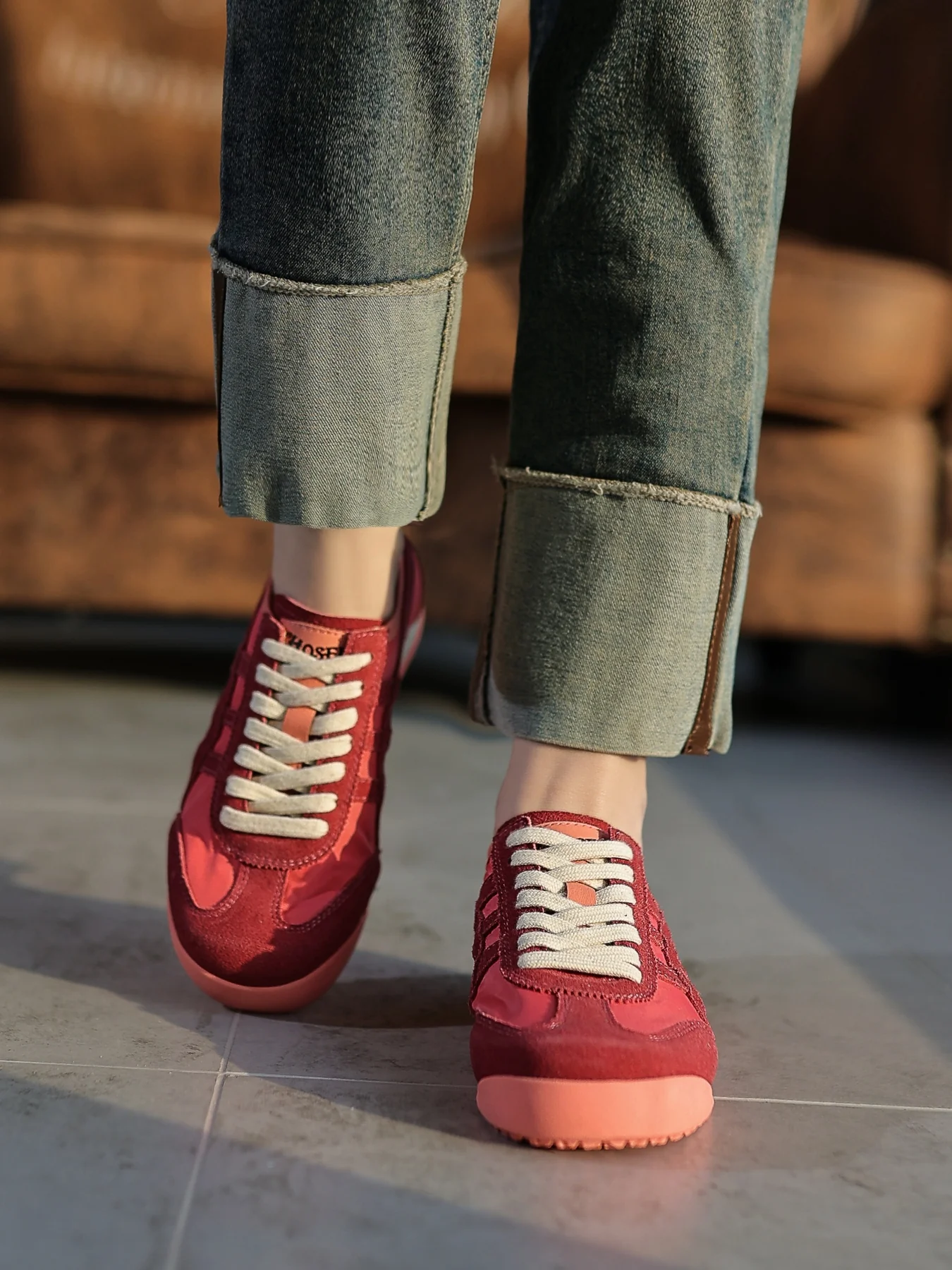 Rumour Has It | Maxine Contrast Strap Leather Sneaker - red - Image 8
