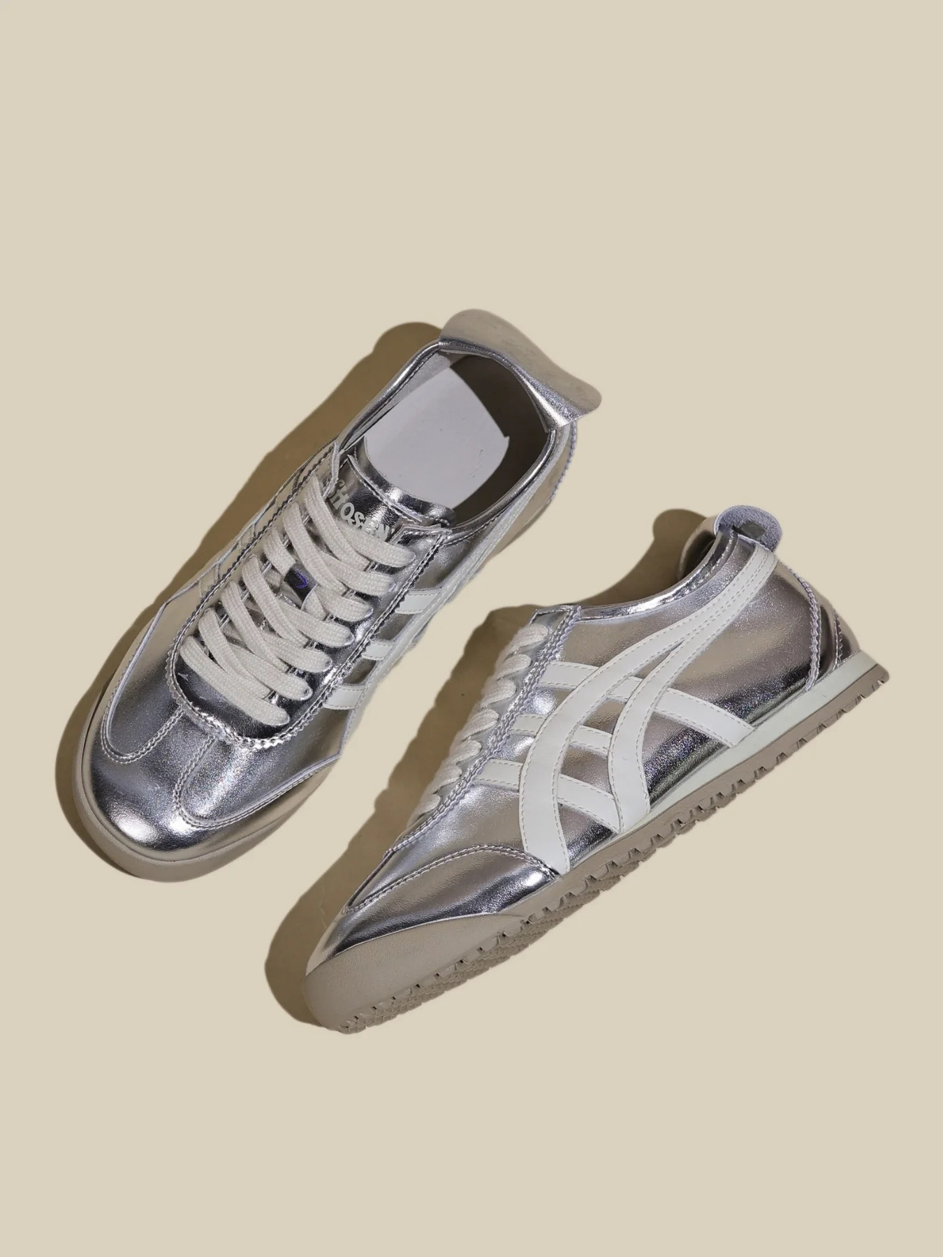 Rumour Has It | Maxine Contrast Strap Leather Sneaker - silver - Image 4
