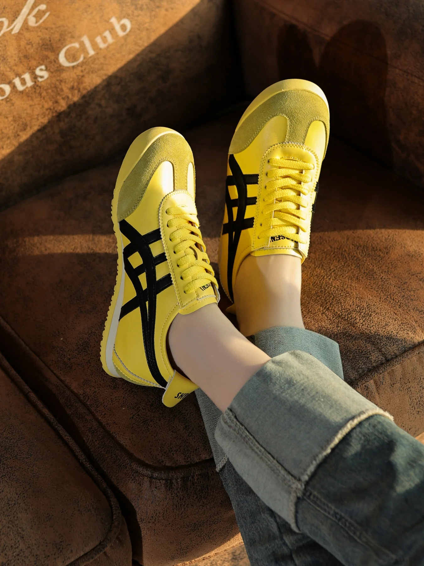 Rumour Has It | Maxine Contrast Strap Leather Sneaker - yellow - Image 9