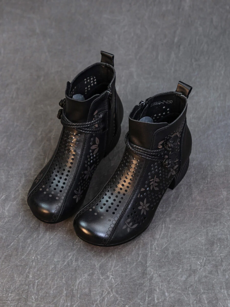Rumour Has It | Mirina Perforated Leather Ankle Boot - black - Image 2