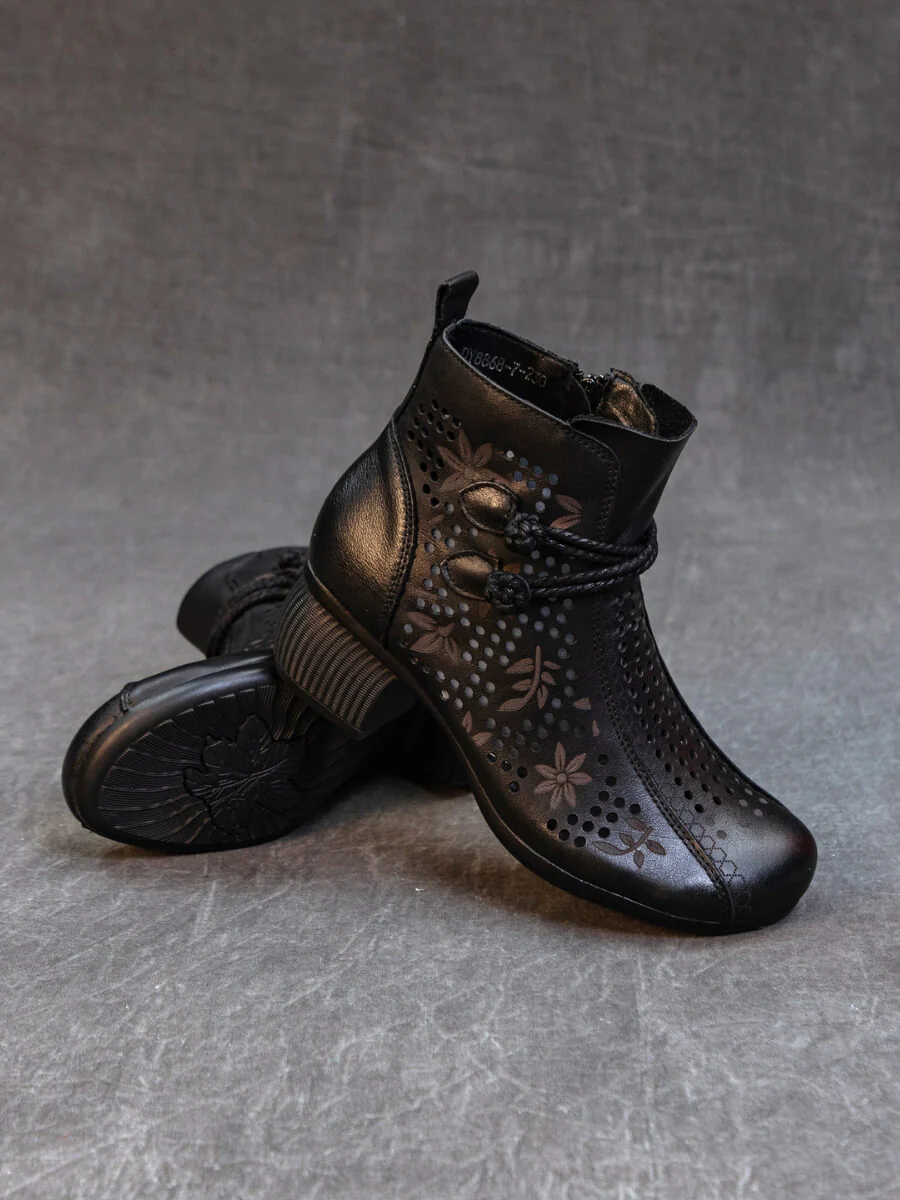 Rumour Has It | Mirina Perforated Leather Ankle Boot - black - Image 4