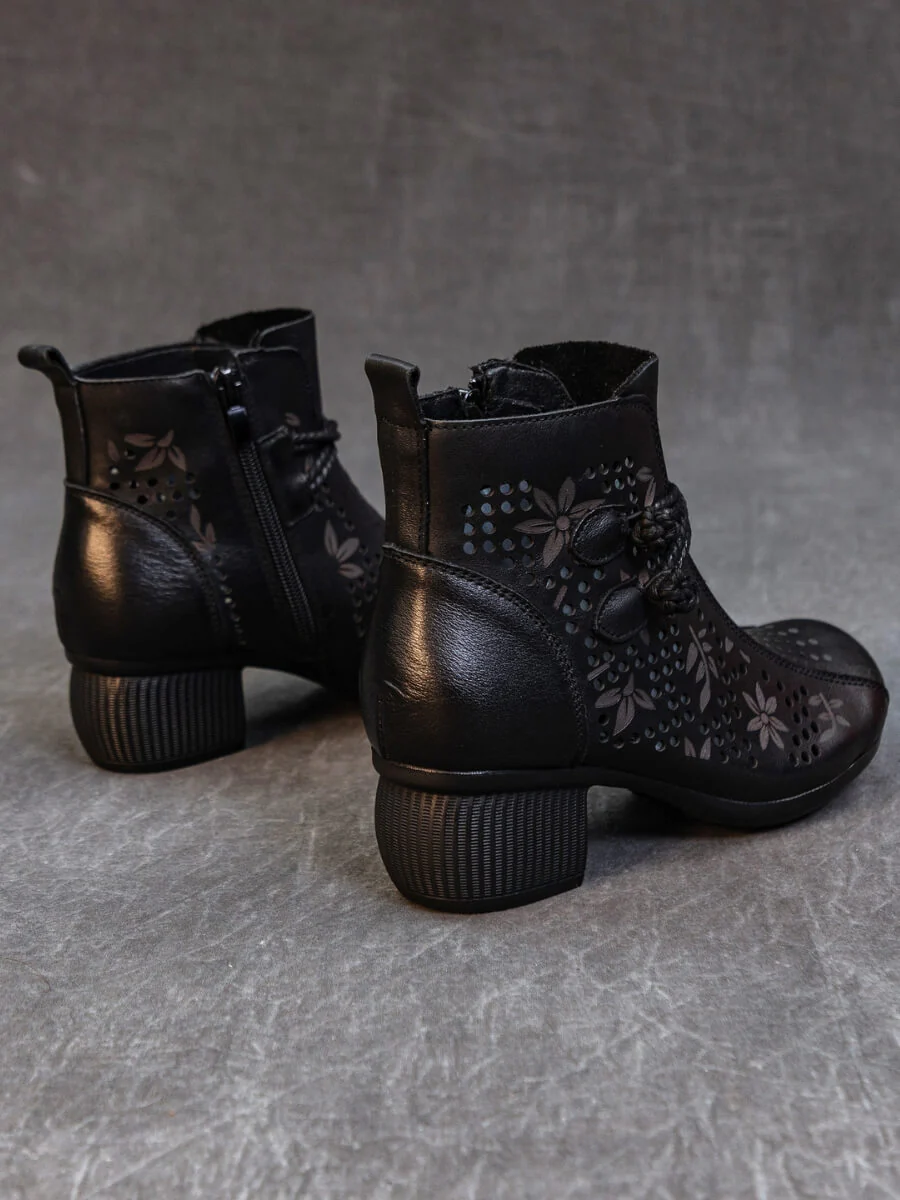 Rumour Has It | Mirina Perforated Leather Ankle Boot - black - Image 5