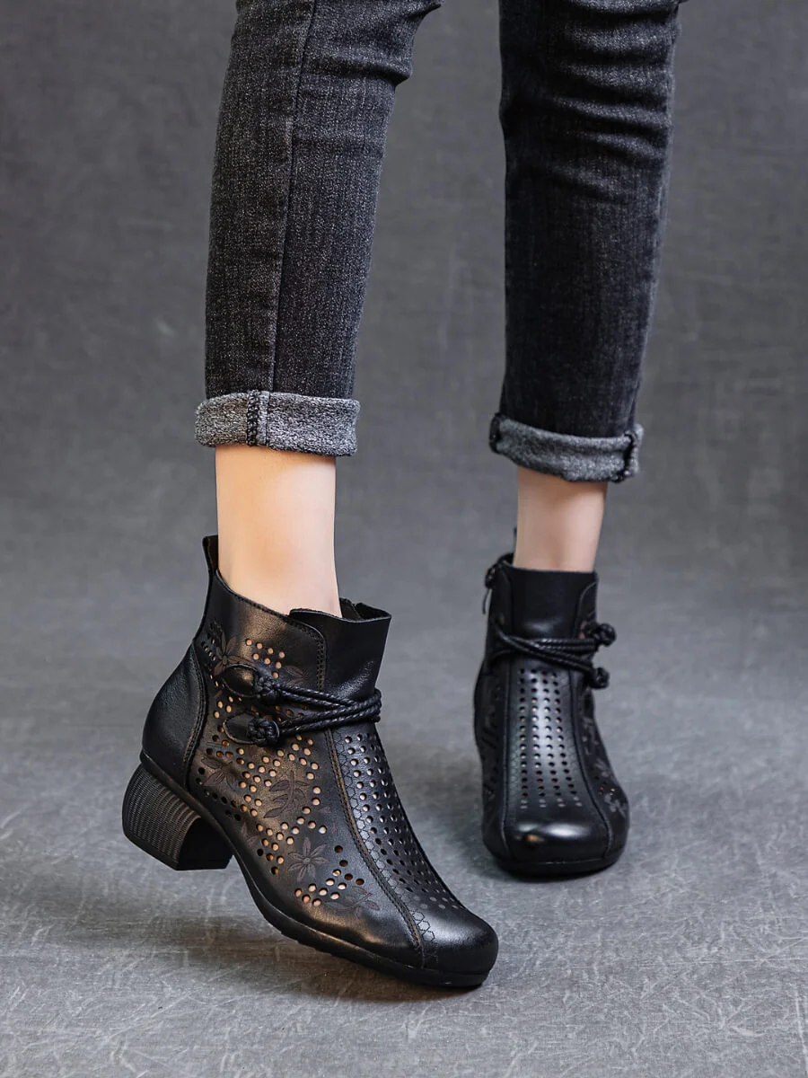 Rumour Has It | Mirina Perforated Leather Ankle Boot - black - Image 6