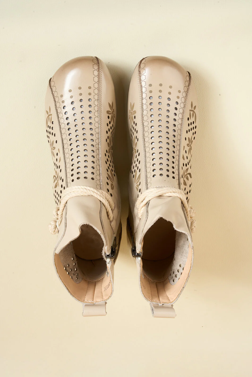 Rumour Has It | Mirina Perforated Leather Ankle Boot - cream - Image 14