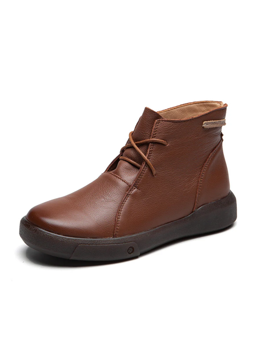 Rumour Has It | Modern Lace-Up Leather Ankle Boots - Brown - Image 3