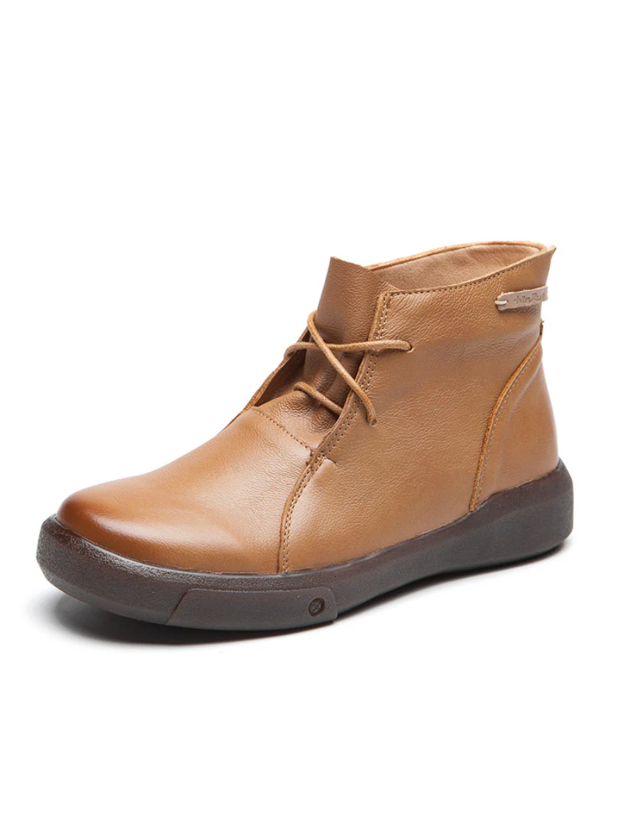 Rumour Has It | Modern Lace-Up Leather Ankle Boots - Tan - Image 4