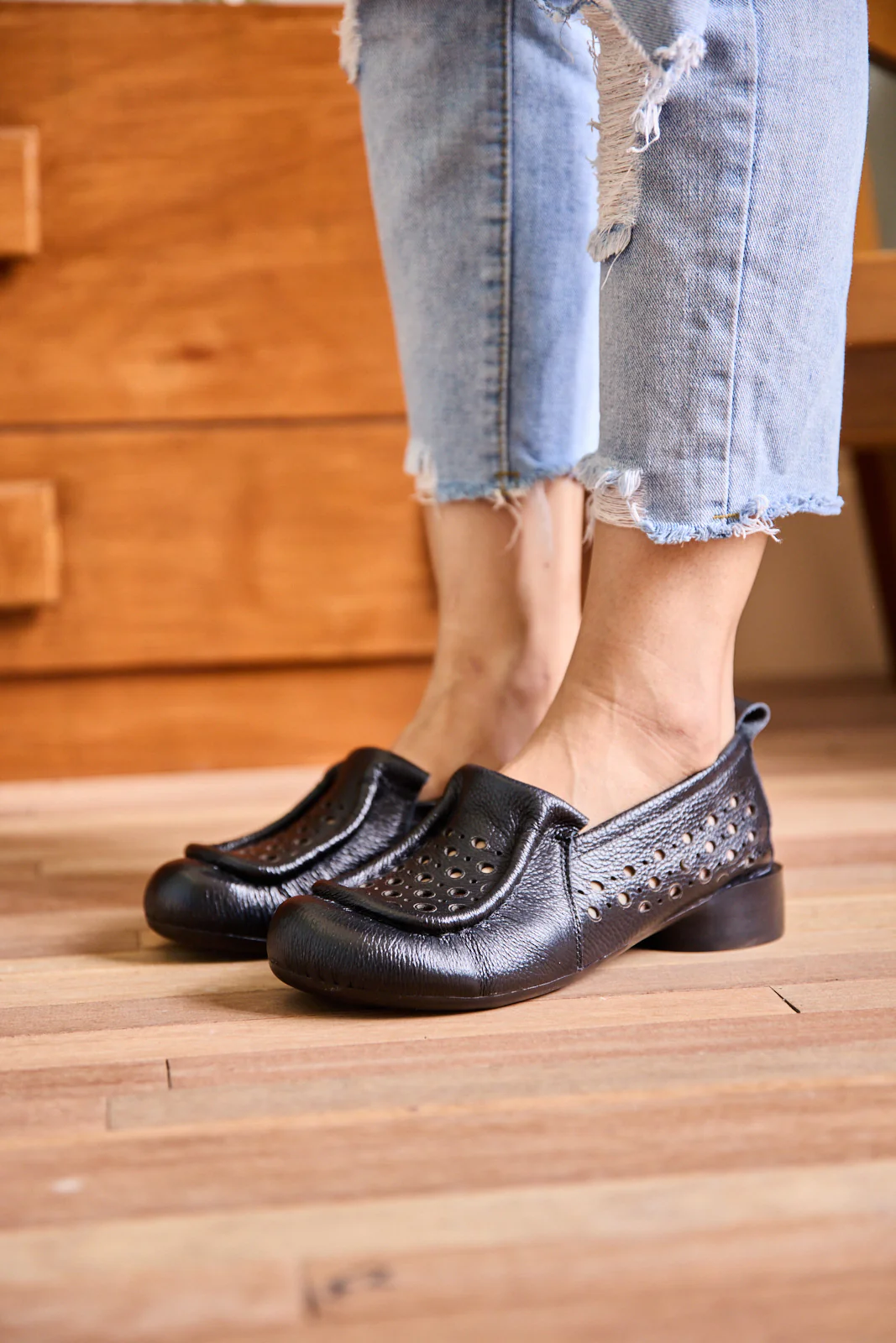 Rumour Has It | Nolita Perforated Leather Loafer - Black - Image 2