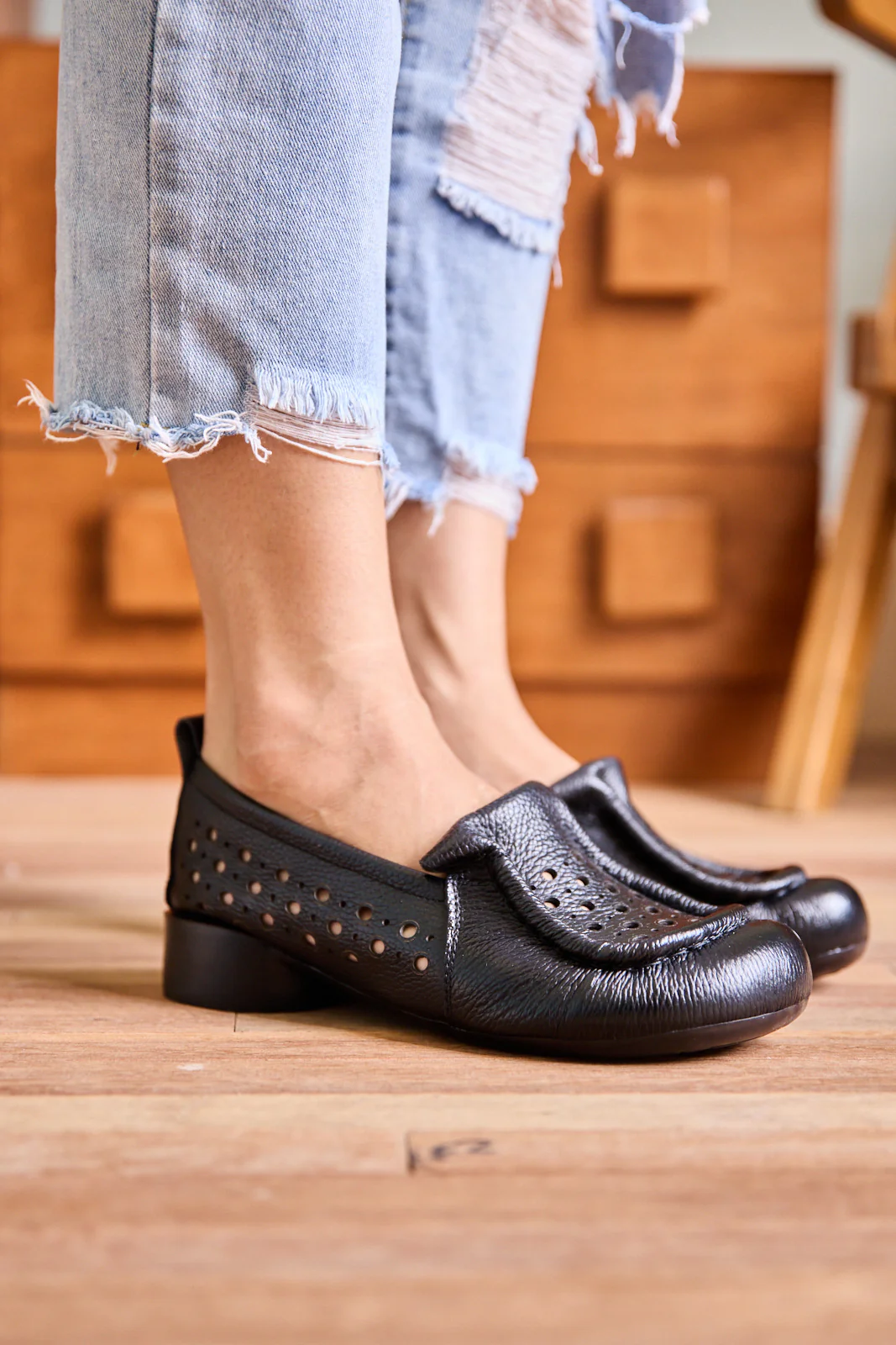 Rumour Has It | Nolita Perforated Leather Loafer - Black - Image 4