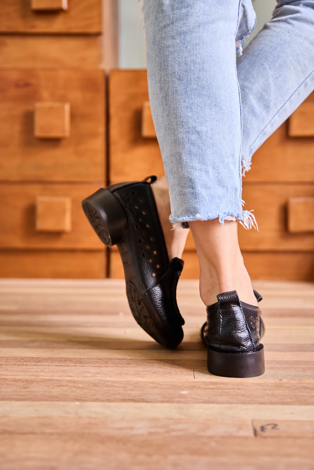 Rumour Has It | Nolita Perforated Leather Loafer - Black - Image 5