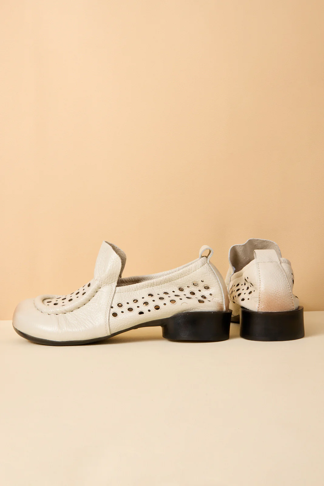 Rumour Has It | Nolita Perforated Leather Loafer - Cream - Image 10