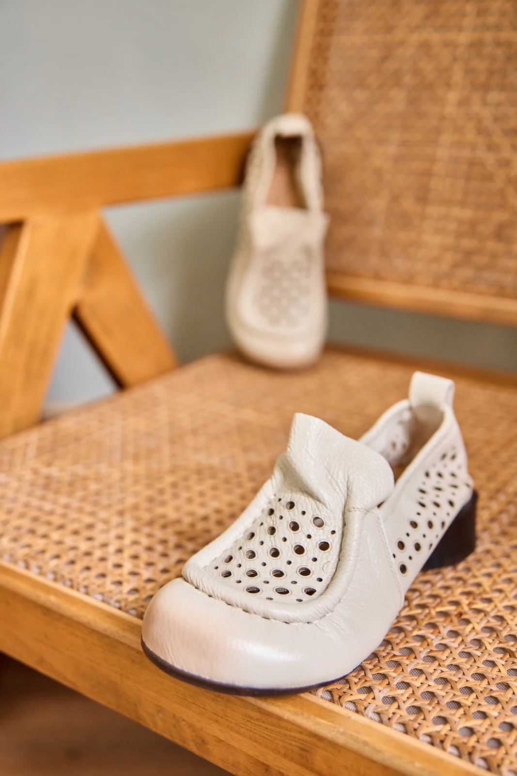 Rumour Has It | Nolita Perforated Leather Loafer - Cream - Image 6