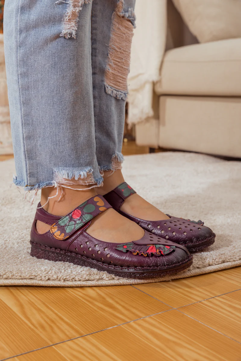 RUMOUR HAS IT| PERFORATED LEATHER MARY JANE - PURPLE - Image 2