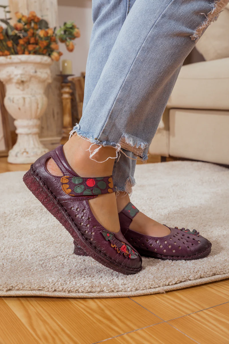 RUMOUR HAS IT| PERFORATED LEATHER MARY JANE - PURPLE - Image 3