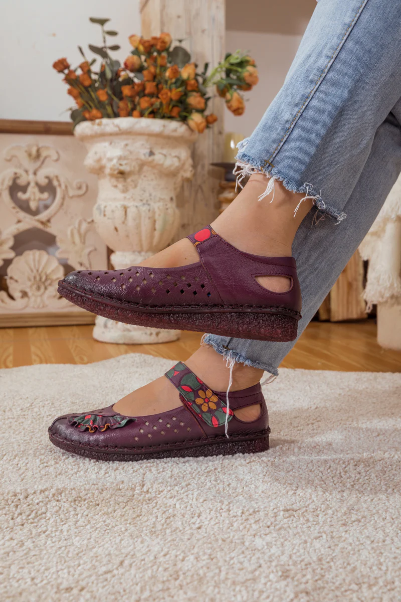 RUMOUR HAS IT| PERFORATED LEATHER MARY JANE - PURPLE - Image 5