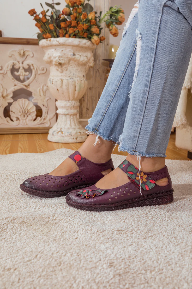 RUMOUR HAS IT| PERFORATED LEATHER MARY JANE - PURPLE - Image 6