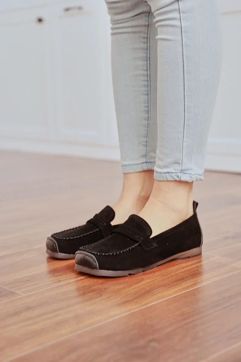 Rumour Has It | Walk It Suede Moccasin Loafer - Black - Image 3