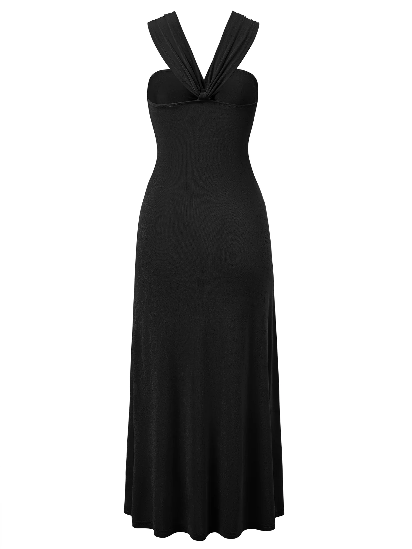 Rylee Solid Halter Neck Maxi Dress - Black - Image 8