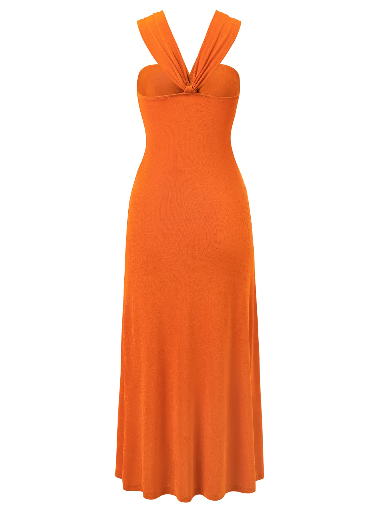 Rylee Solid Halter Neck Maxi Dress - Orange - Image 8