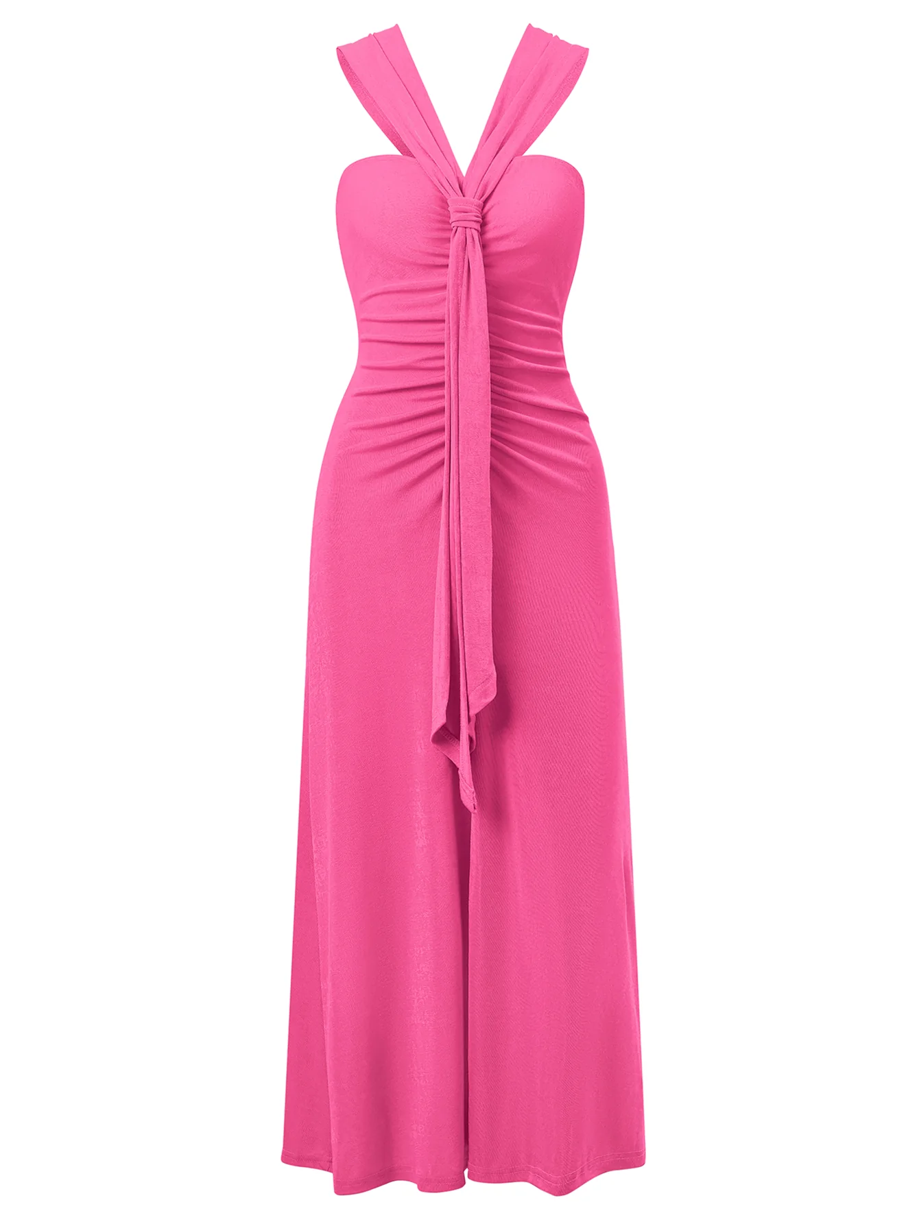 Rylee Solid Halter Neck Maxi Dress - Pink - Image 7