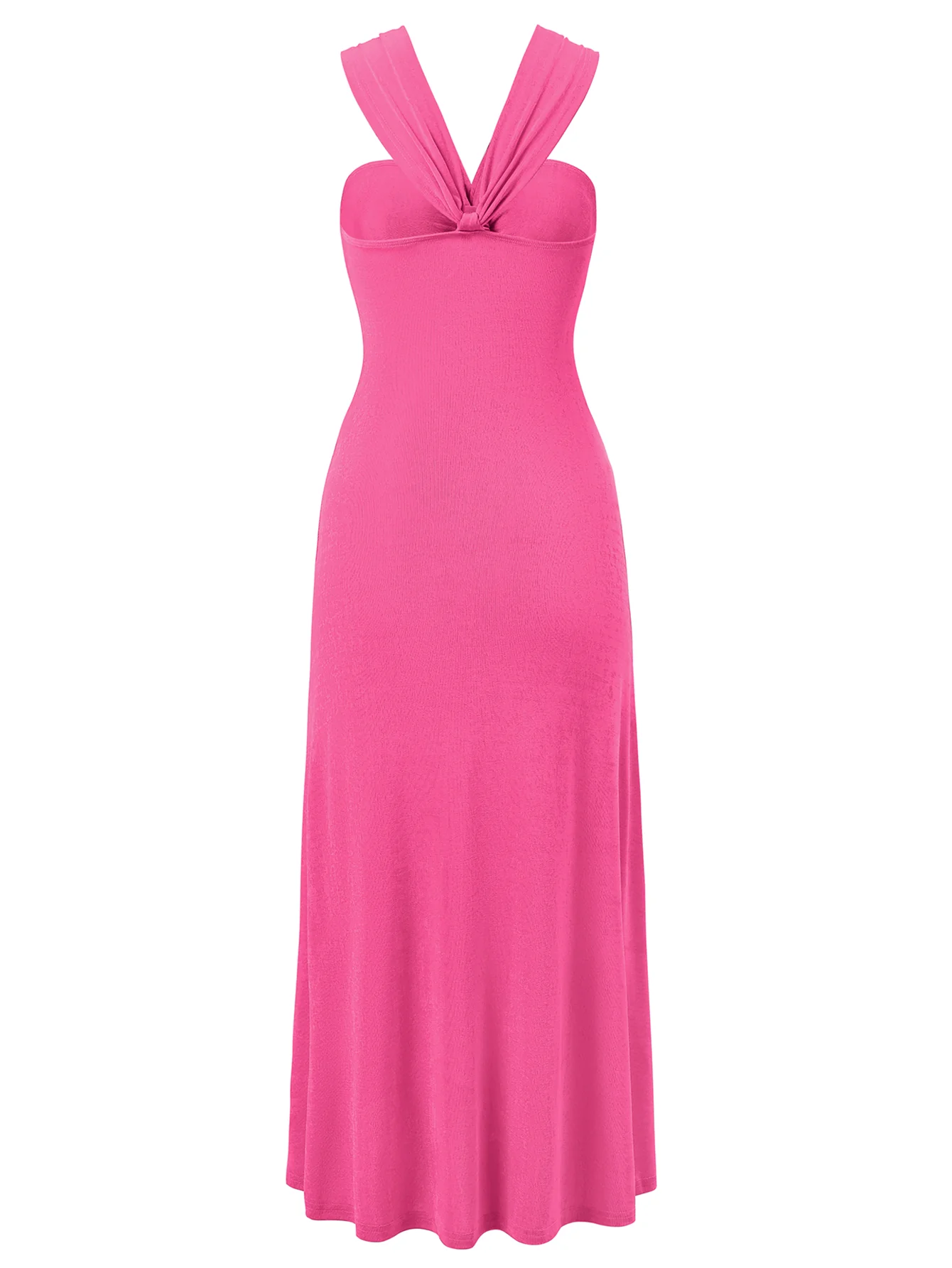 Rylee Solid Halter Neck Maxi Dress - Pink - Image 8