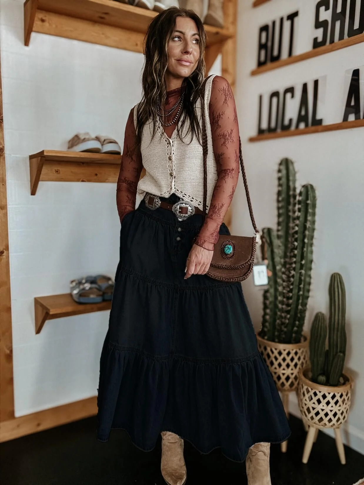 Sandie Tiered Denim Maxi Skirt - Image 7