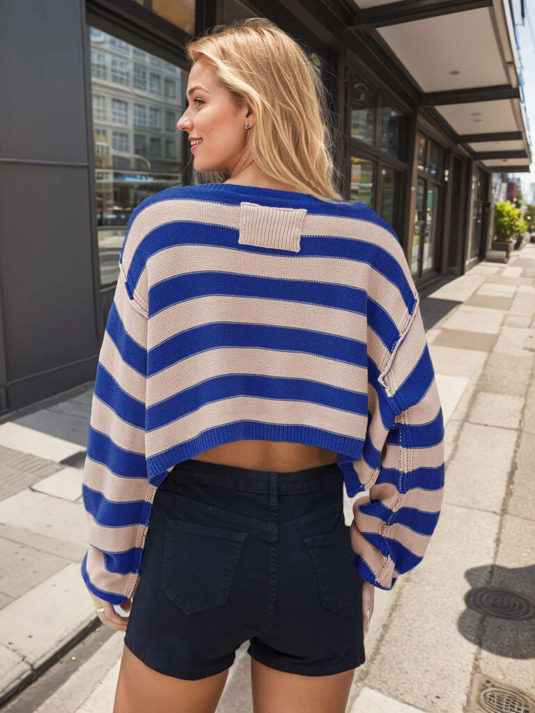 Saturday Morning Striped Crop Sweater - Image 5