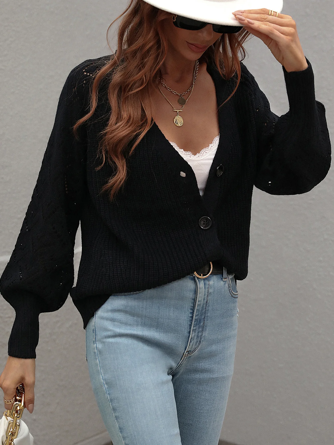 SHANTALL KNIT CARDIGAN - BLACK - Image 2