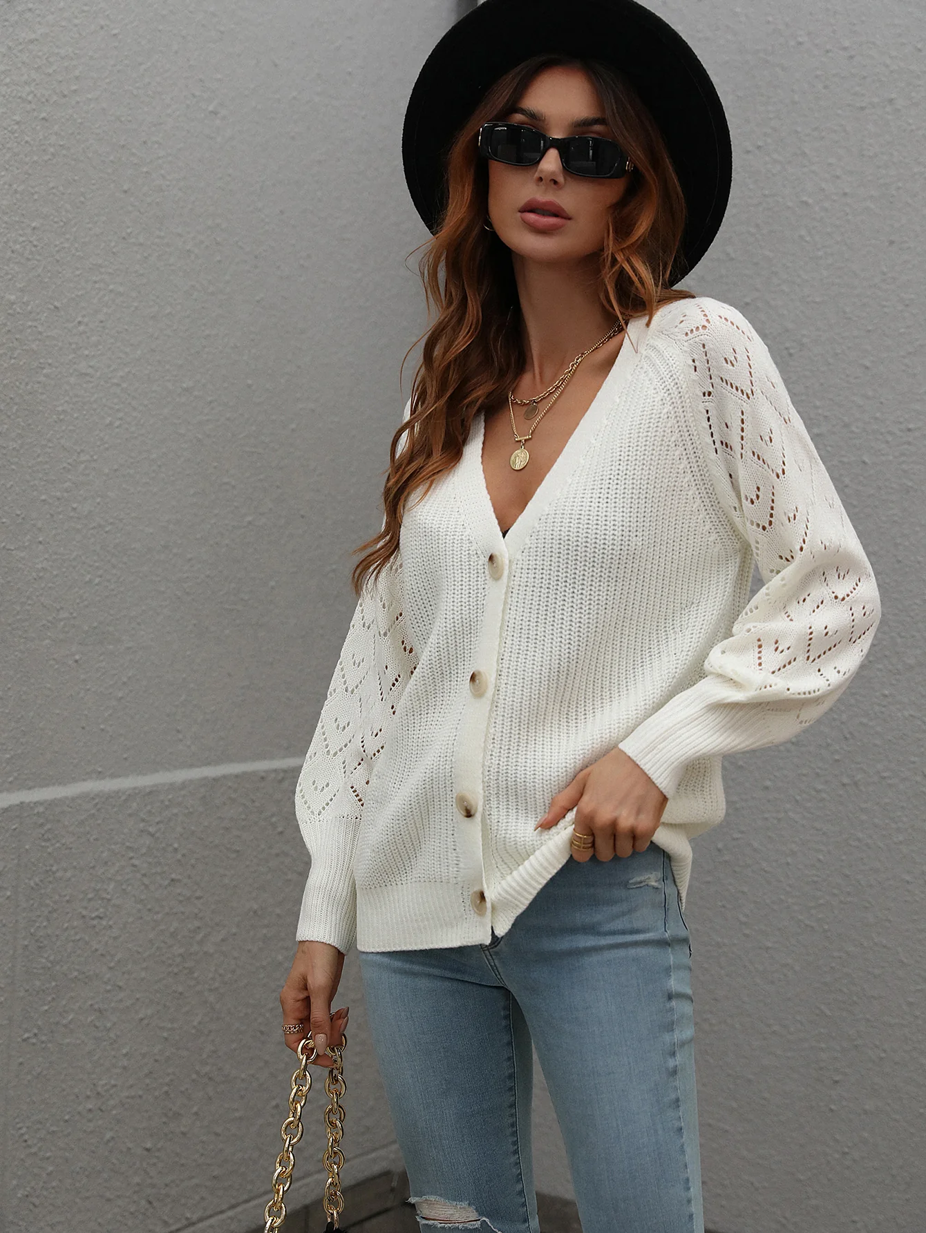 SHANTALL KNIT CARDIGAN - CREAM - Image 4