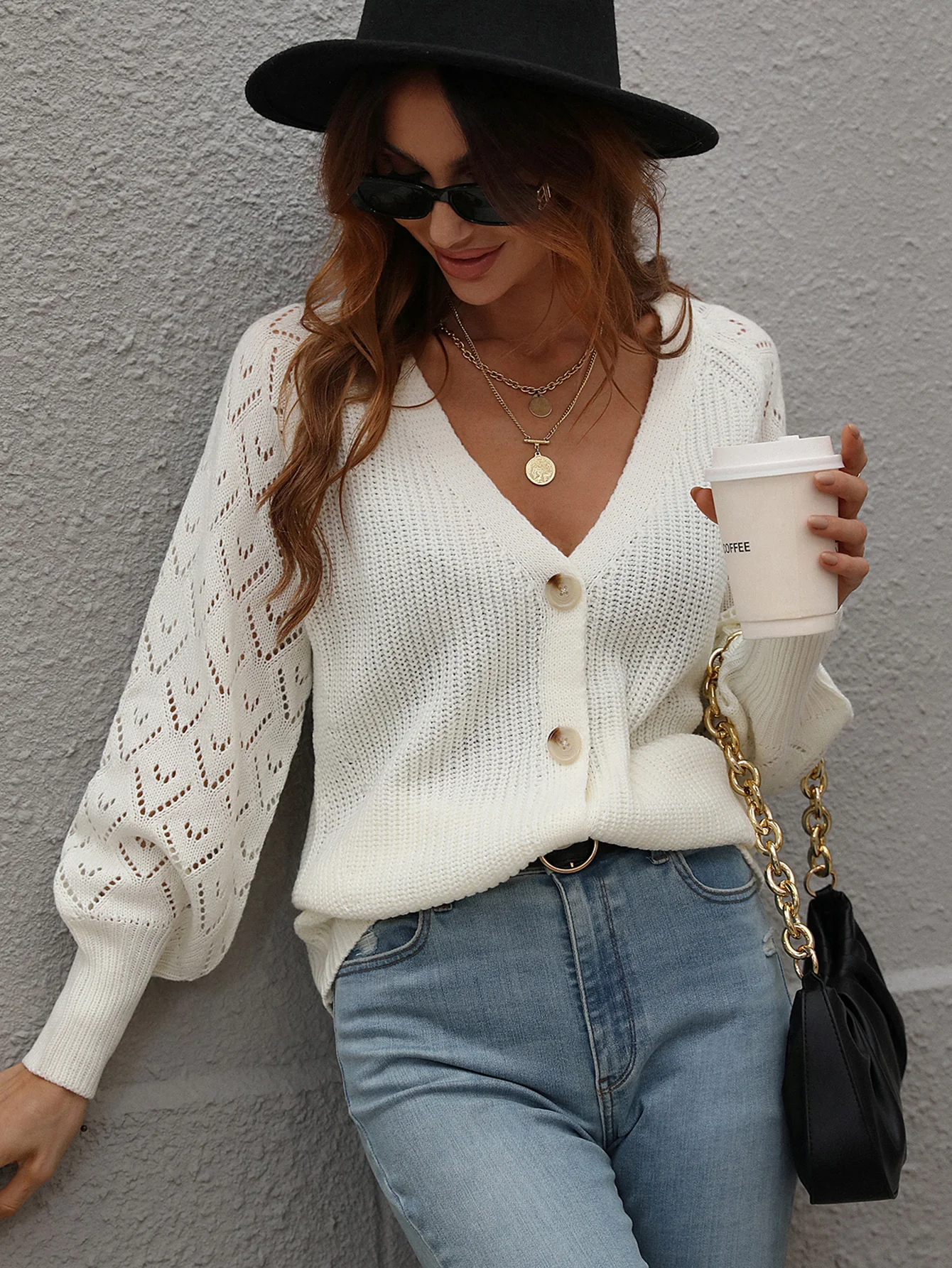 SHANTALL KNIT CARDIGAN - CREAM - Image 6