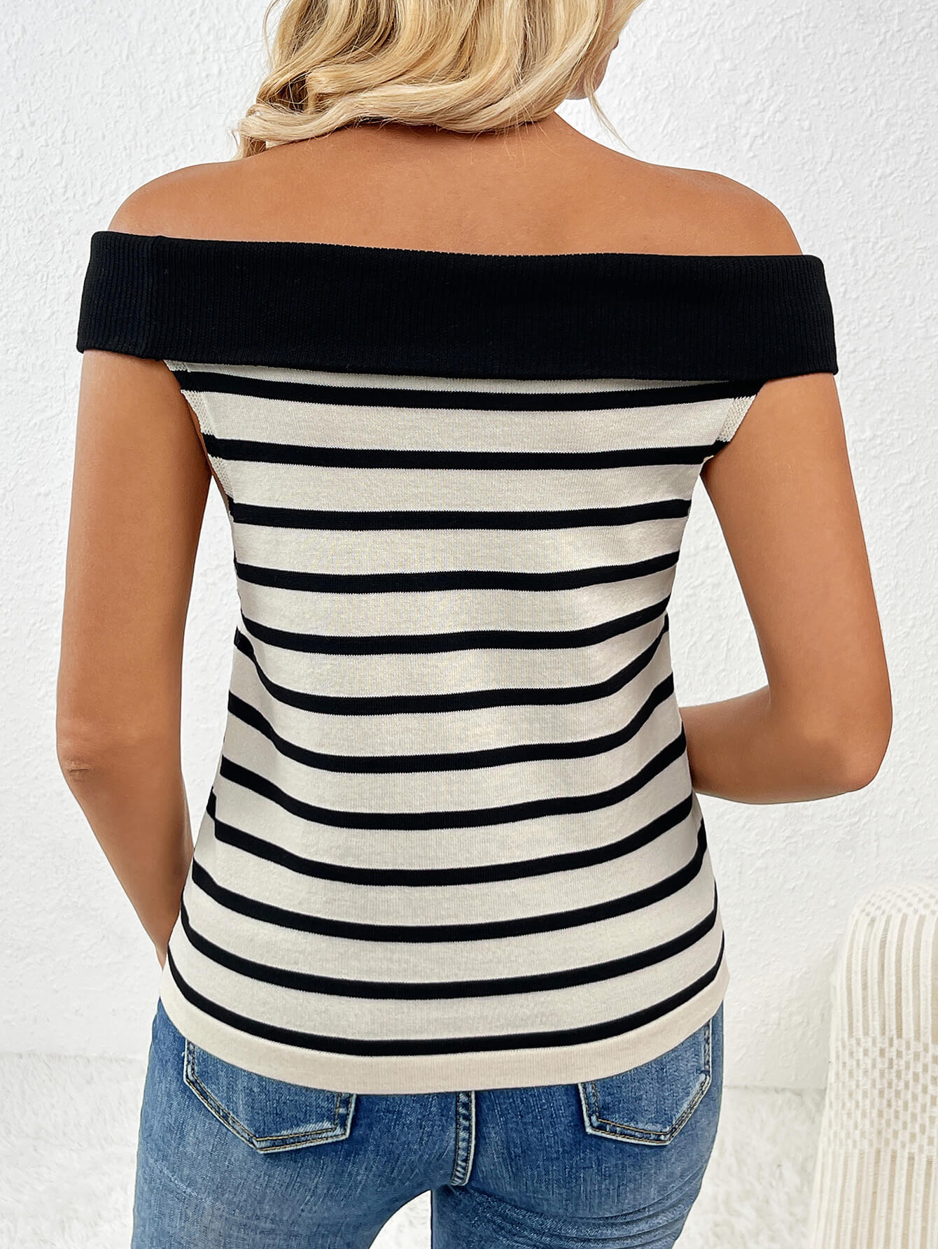 Shea Off The Shoulder Knit Top - Black - Image 5