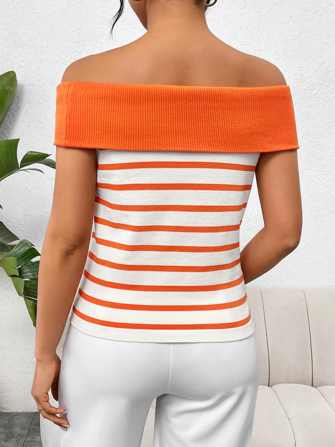 Shea Off The Shoulder Knit Top - Orange - Image 5