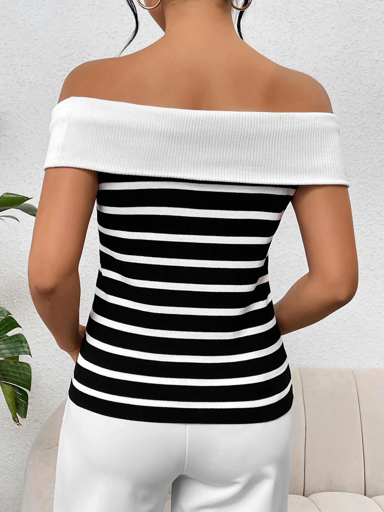 Shea Off The Shoulder Knit Top - White - Image 5