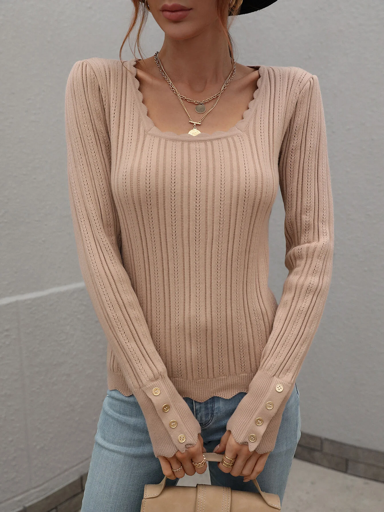 SHELL KNIT TOP - NEUTRAL - Image 2