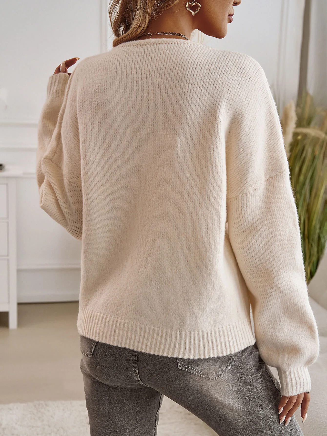 Shes The Cute Bow Detail Sweater Cardigan - Cream - Image 5