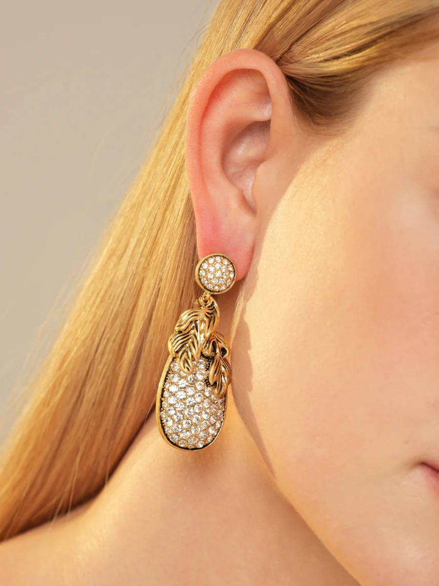 Shimmer Pineapple Gold Plated Rhinestone Earrings - Image 5